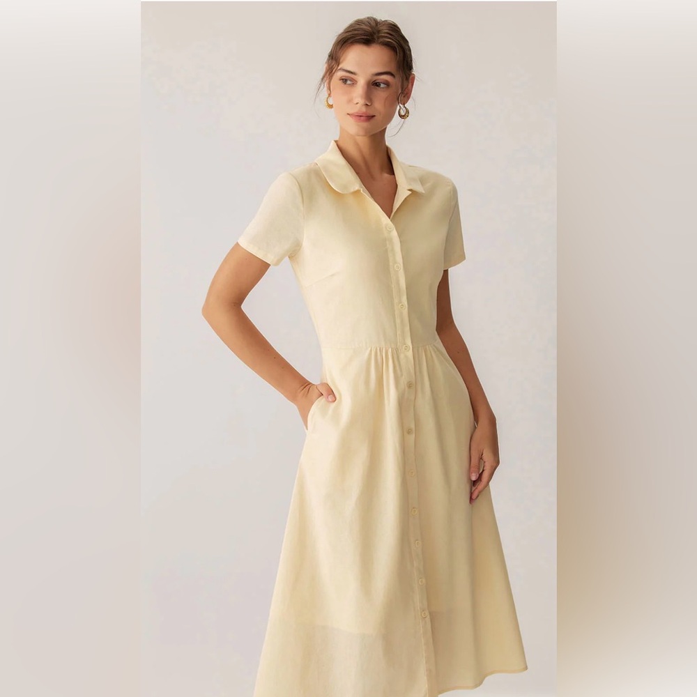 SOLD! SOLD!
RIHOAS Cream Short Sleeve Midi Dress